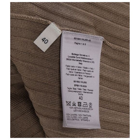 Bottega Veneta Ribbed Button-Down Light Weight Sweater in Beige Silk - Picture 2 of 10